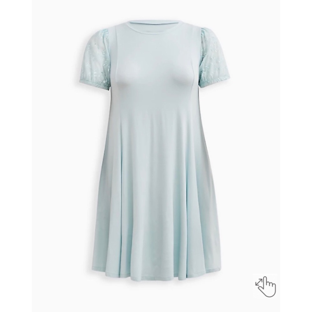 NEW Torrid 3 Puff Sleeve Fit & Flare Dress - Super Soft Blue (Fits big, like 4)